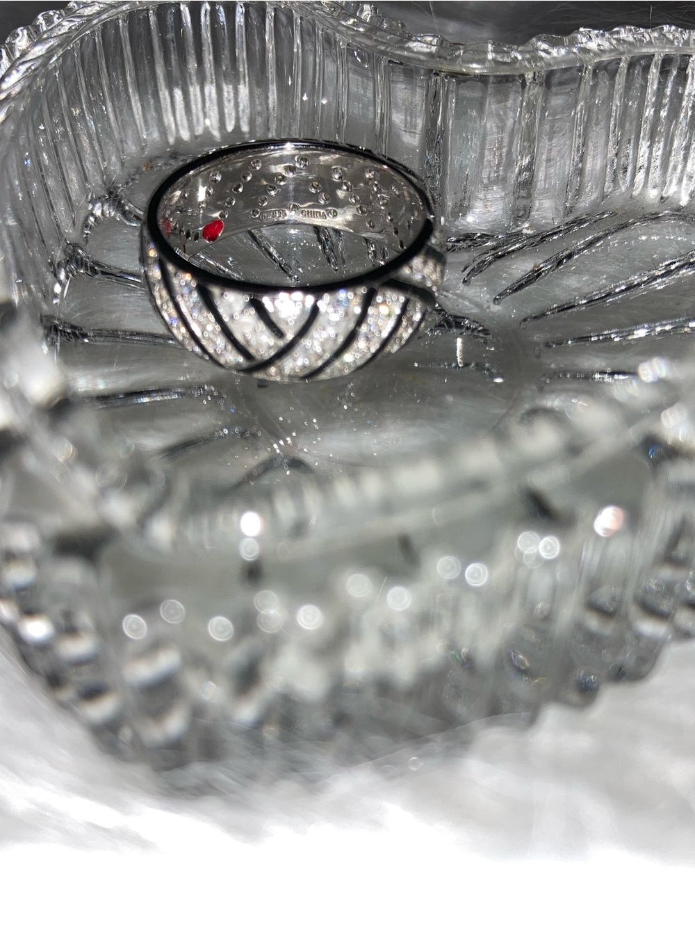 Crystal-Accented Sterling Silver Band Ring